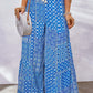 Full Size Drawstring Printed Wide Leg Pants