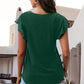 Full Size Ruffled Round Neck Cap Sleeve Blouse