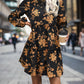 Perfee Frill Printed Long Sleeve Mini Dress