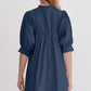 Oh Frill Notched Puff Sleeve Babydoll Mini Dress