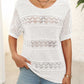 Openwork Round Neck Half Sleeve Knit Top