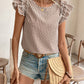 Honey Ruffled Printed Round Neck Cap Sleeve Blouse
