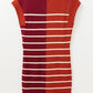 Striped Quarter Zip Cap Sleeve Sweater Dress
