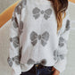 Bow Round Neck Dropped Shoulder Sweater