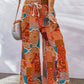 Full Size Drawstring Printed Wide Leg Pants
