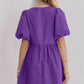 Oh Bow Ruched Puff Sleeve Mini Dress
