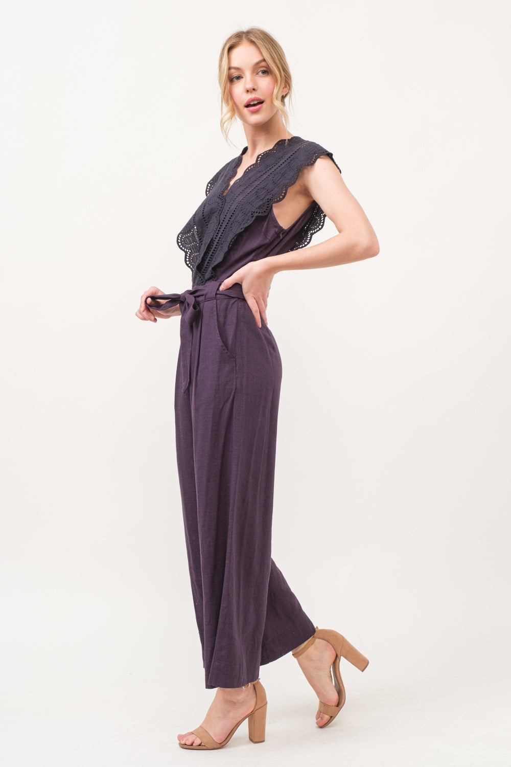 And The Why Laced Surplice Tie Waist Jumpsuit *