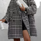 Houndstooth Collared Neck Long Sleeve Coat
