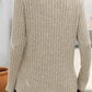 Ribbed V-Neck Long Sleeve T-Shirt