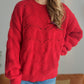 Openwork Round Neck Dropped Shoulder Sweater