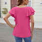 Full Size Ruffled V-Neck Short Sleeve Top