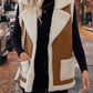Full Size Contrast Open Front Sherpa Vest Coat