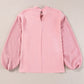 Swiss Dot Mock Neck Balloon Sleeve Blouse