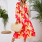 Full Size Printed Long Sleeve Midi Dress