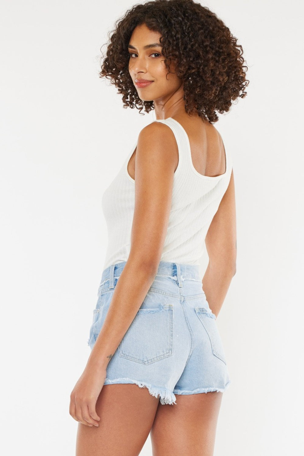 Kancan Distressed Button Fly Denim Shorts *