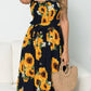 Smocked Sunflower Printed Sleeveless Cami Dress