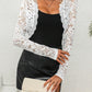 Lace Open Front Long Sleeve Cover Up