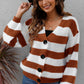 Striped Button Up Long Sleeve Sweater