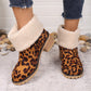Leopard Block Heel Fuzzy Boots