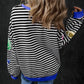 Sequin Football Striped Round Neck Long Sleeve Sweatshirt
