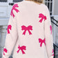 Bow Round Neck Dropped Shoulder Sweater