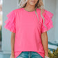 Layered Mesh Sleeve Round Neck Tee