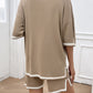 Devine Contrast Trim Round Neck Top and Shorts Set