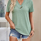 Full Size Eyelet V-Neck Short Sleeve Top