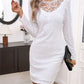 Lace Detail Round Neck Long Sleeve Mini Dress