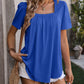 Ruched Square Neck Short Sleeve Blouse