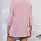 Full Size Textured Round Neck Three-Quarter Sleeve Blouse