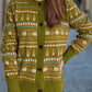 Graphic Button Down Long Sleeve Cardigan