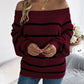 Striped Off-Shoulder Long Sleeve Sweater