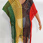 Fringe Color Block Scoop Neck Cover Up