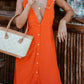 Buttoned Plunge Midi Cami Dress