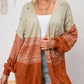 Pompom Color Block Open Front Cardigan