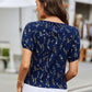 Printed Round Neck Short Sleeve Blouse