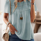 Devine Lace Detail Round Neck Short Sleeve Blouse