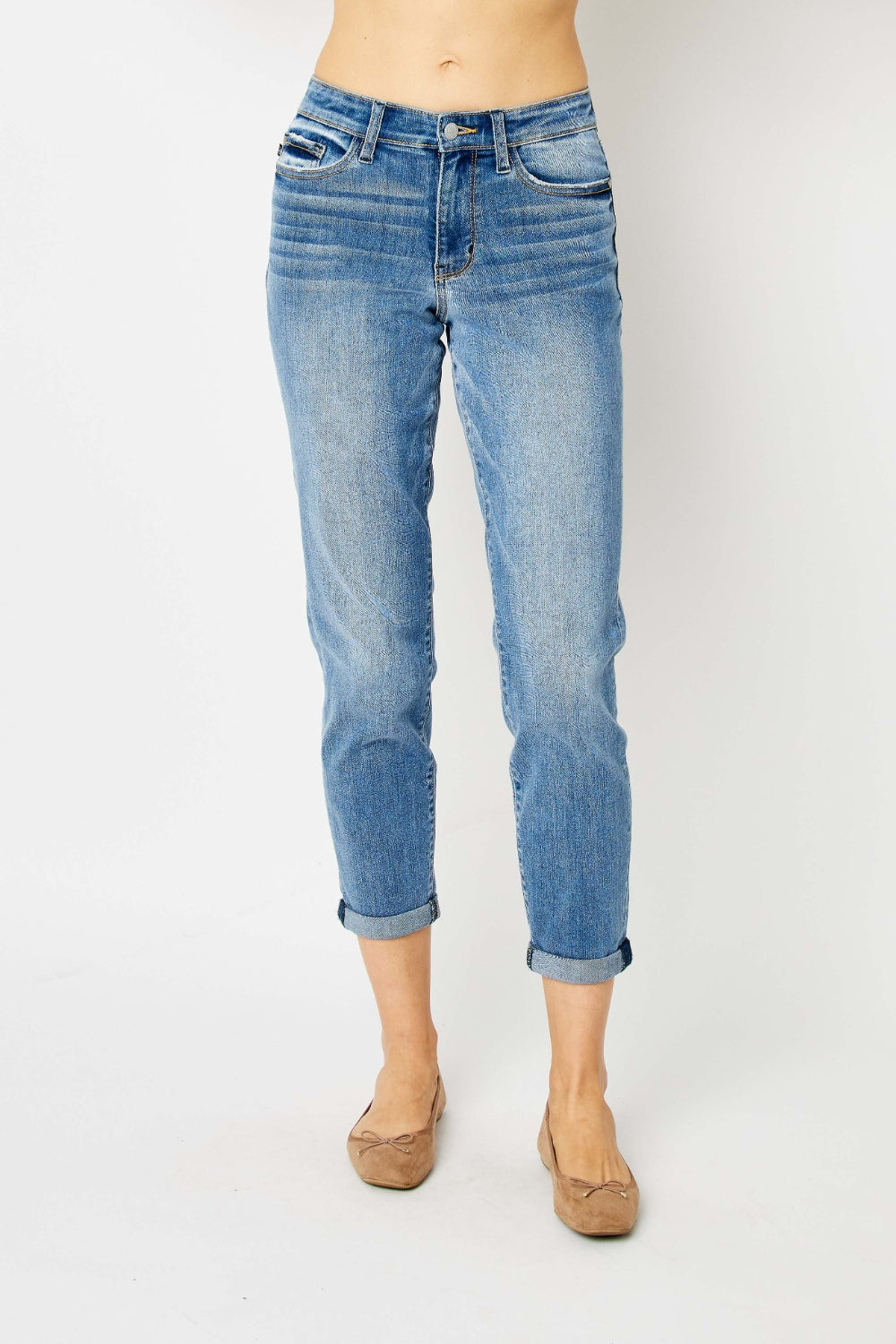 Judy Blue Full Size Cuffed Hem Slim Jeans *