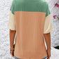 Full Size Color Block Round Neck Half Sleeve T-Shirt