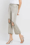 Lovervet Distressed Raw Hem Cropped Flare Jeans *