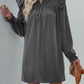 Perfee Ruffled Notched Long Sleeve Mini Dress