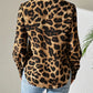 Leopard Collared Neck Long Sleeve Shirt