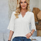 Eyelet Notched Half Sleeve T-Shirt