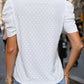 Eyelet Round Neck Short Sleeve T-Shirt