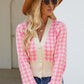 Houndstooth Button Up Long Sleeve Cardigan