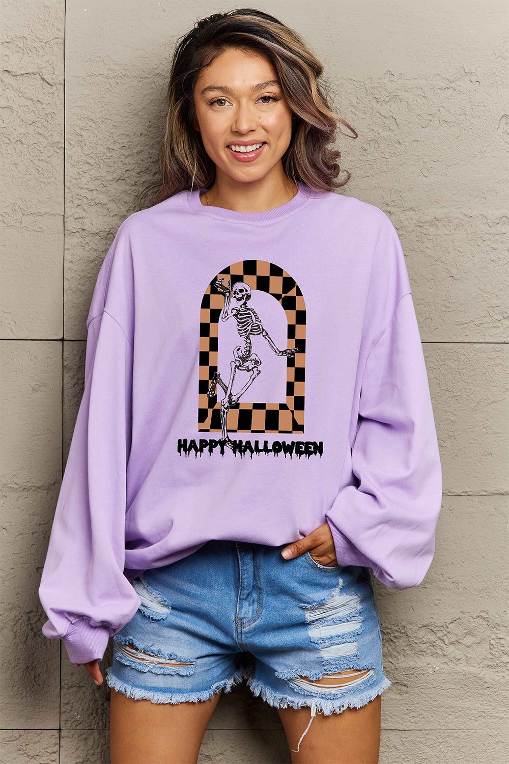 Simply Love Full Size HAPPY HALLOWEEN Graphic Sweatshirt