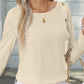 Decorative Button Round Neck Long Sleeve T-Shirt