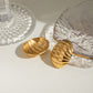 18K Gold-Plated Stainless Steel Ribbed Earrings