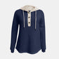 Full Size Waffle-Knit Contrast Long Sleeve Hoodie